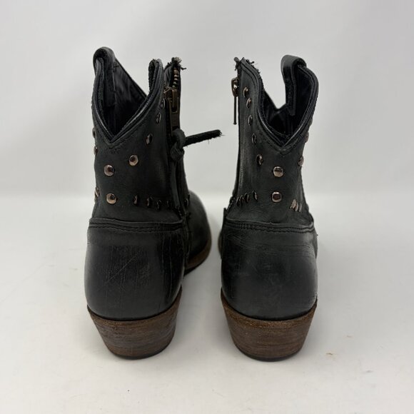 Vintage Shoe Co. women's western ankle boots 8 medium black studs leather - Picture 9 of 15